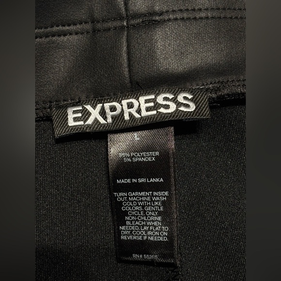 Express Women’s L Moto Faux Leather Leggings Pants Black Stretch Zip Pockets - Picture 3 of 3